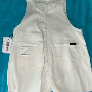 white calvin klein overalls
